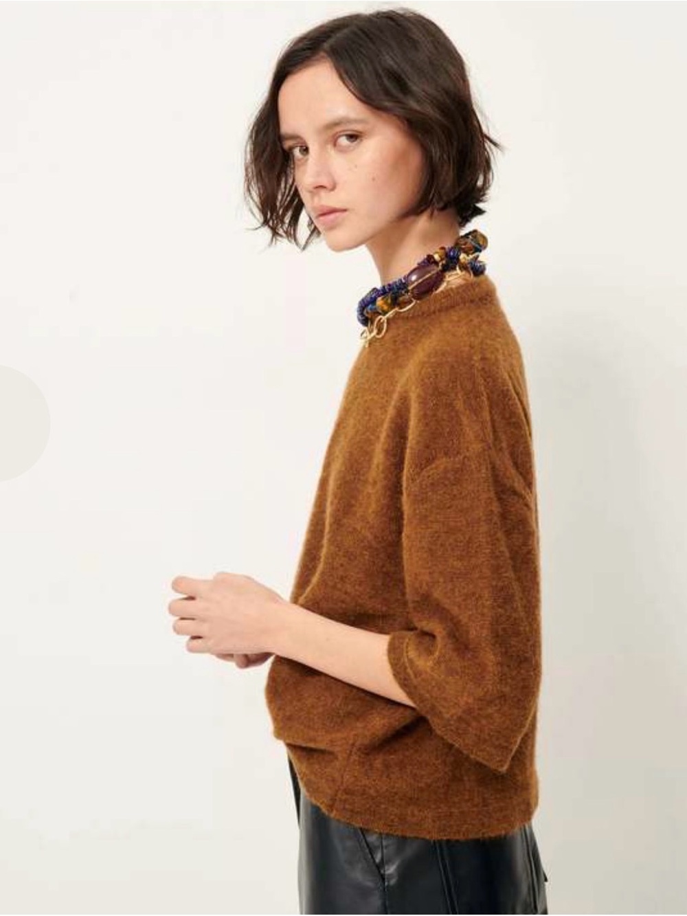 Sessun London Jumper sweater shirt 3/4 sleeve Rust Brown XS Italian brand